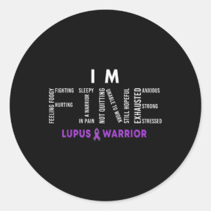 Adesivo Redondo Im Fine Lupus Warrior Lupus Awarness Mês Roxo