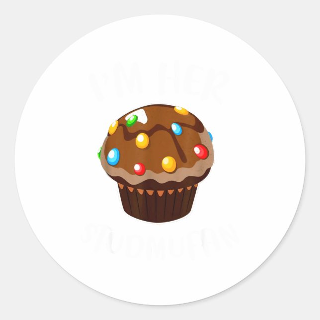 Adesivo Redondo Im His Cupcake Im Her Studmuffin Valentine Matchin (Frente)