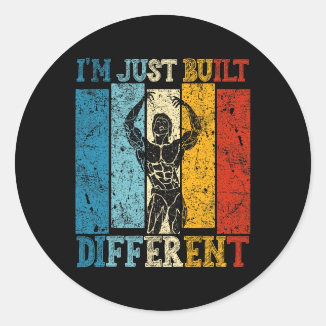 Adesivo Redondo I'm Just Built Different - Fitness Bodybuilding Gy (Frente)