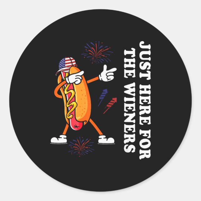 Adesivo Redondo I'm Just Here For The Wieners Funny 4th Of July  (Frente)