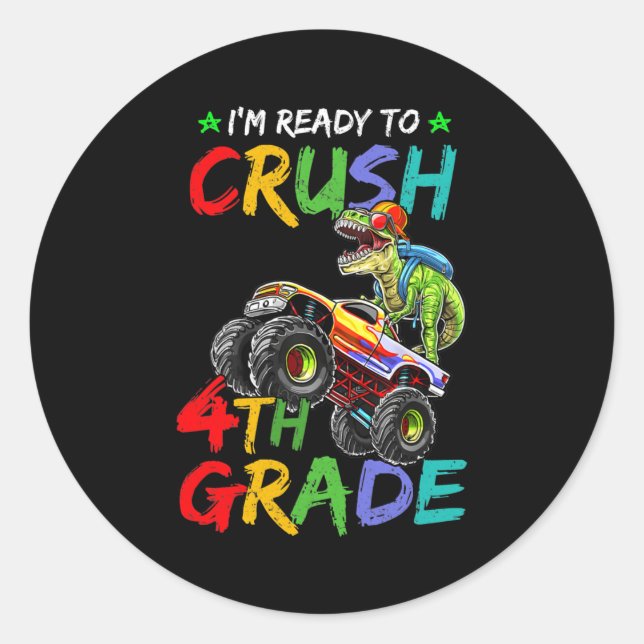 Adesivo Redondo I'm Ready To Crush 4th Grade Monster Truck (Frente)