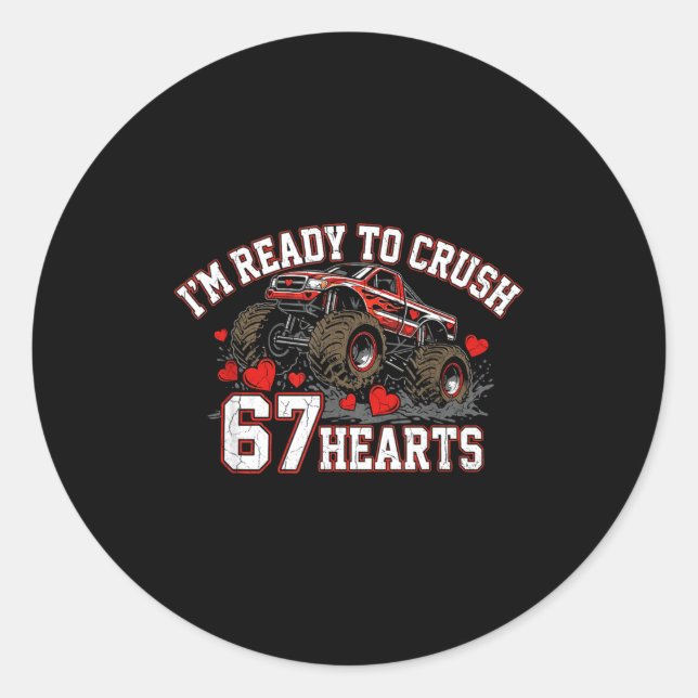 Adesivo Redondo I'm Ready To Crush 67 Hearts Kids Valentine Day  (Frente)