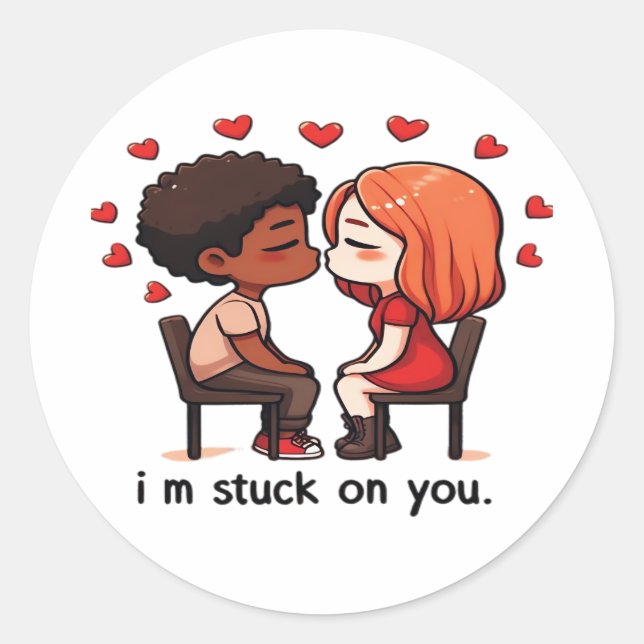 Adesivo Redondo Im Stuck On You Classic Love Design  (Frente)