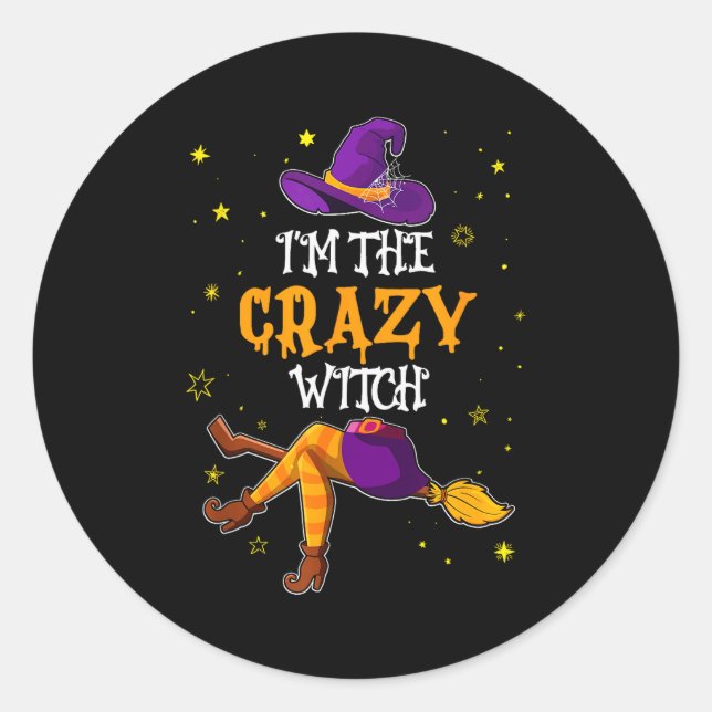 Adesivo Redondo I'm The Crazy Witch Funny Halloween Matching Group (Frente)