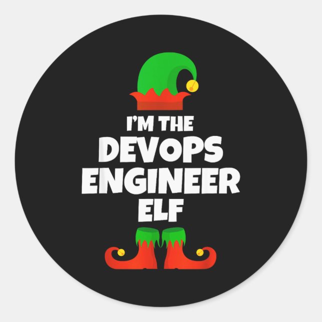 Adesivo Redondo I'm The Devops Engineer Elf Family Pajama Christma (Frente)