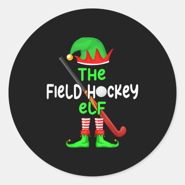 Adesivo Redondo I'm The Field Hockey Elf Christmas Family Matching (Frente)