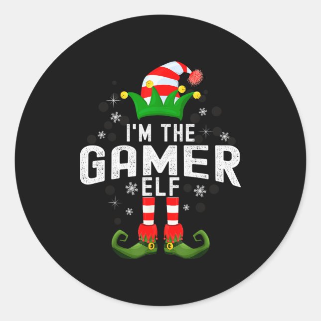 Adesivo Redondo I'm The Gamer Elf Christmas Family Pjs Costume  (Frente)