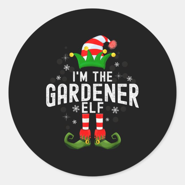 Adesivo Redondo I'm The Gardener Elf Christmas Family Pjs Costume  (Frente)