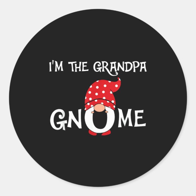 Adesivo Redondo I'm The Grandpa Gnome Funny Christmas Gnome  (Frente)