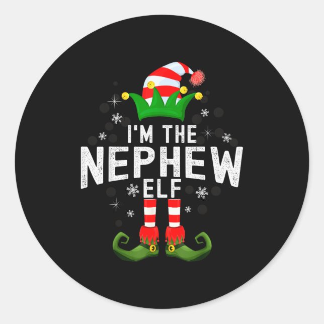 Adesivo Redondo I'm The Nephew Elf Christmas Family Pjs Costume  (Frente)