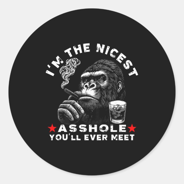 Adesivo Redondo I'm The Nicest Hole You'll Ever Meet Monkey (on Ba (Frente)