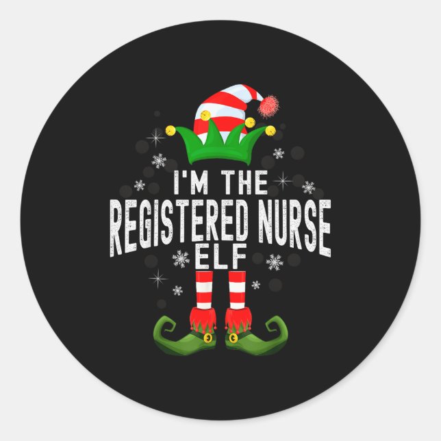 Adesivo Redondo I'm The Registered Nurse Elf Christmas Family Pjs  (Frente)