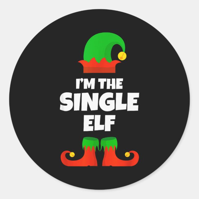 Adesivo Redondo I'm The Single Elf Family Pajama Christmas Funny  (Frente)