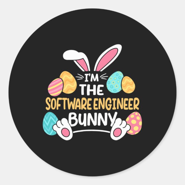 Adesivo Redondo Im The Software Engineer Bunny Developer Easter  (Frente)