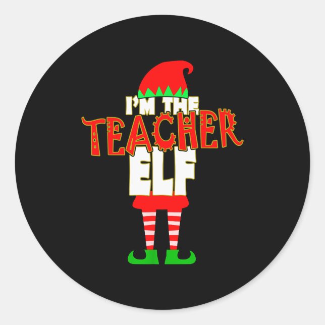 Adesivo Redondo I'm The Teacher Elf Christmas Matching Elves Famil (Frente)