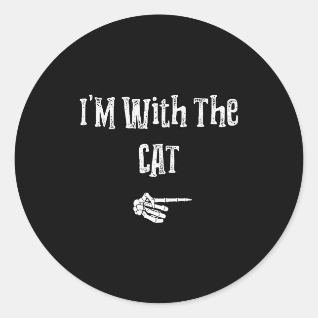 Adesivo Redondo I'm With Cat Halloween Costume Funny Couples Match (Frente)