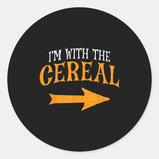 Adesivo Redondo I'm With Cereal Halloween Costume Funny Couples Ce (Frente)