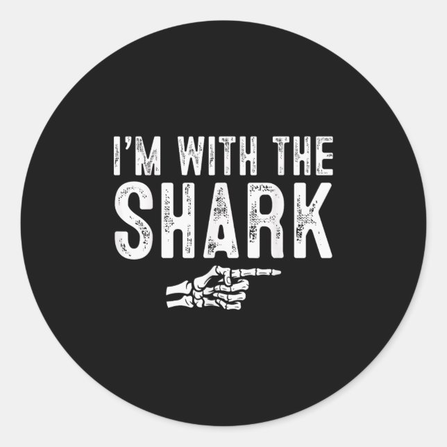 Adesivo Redondo I'm With The Shark Easy Costume Halloween Couples  (Frente)