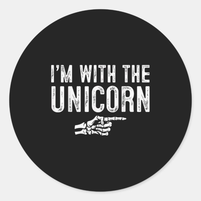 Adesivo Redondo I'm With The Unicorn Easy Costume Halloween Couple (Frente)