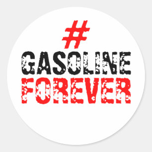 Adesivo Redondo Ímã de Carro Hashtag Gasolina Para Sempre