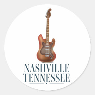 Adesivo Redondo Ímã de pôster de viagem de guitarra de Nashville T