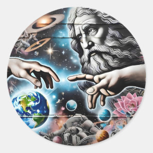 Adesivo Redondo  image of god creating the universe