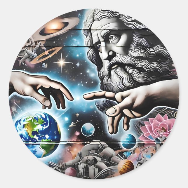 Adesivo Redondo  image of god creating the universe (Frente)