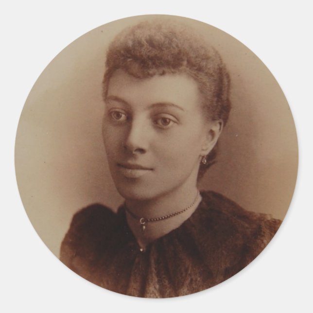 Adesivo Redondo Imagem Antiquada de Linda Mulher Negra (Frente)