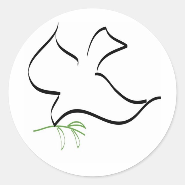 Adesivo Redondo Imagem da Ramificação da Porta e da Oliva (Frente)