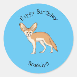 Adesivo Redondo Imagem de desenho animado de fennec fox