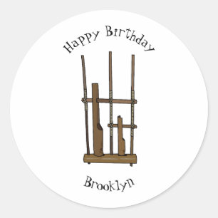 Adesivo Redondo Imagem de desenhos angklung