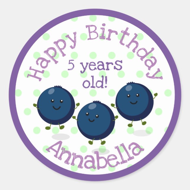 Adesivo Redondo Imagem de desenhos animados de amigos de mirtilo (Frente)