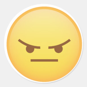 Adesivo Redondo imagem de face amarela imoji com raiva
