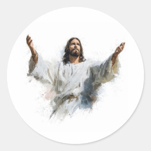 Adesivo Redondo Imagem de Jesus Cristo Arte Religiosa Cristã Moder