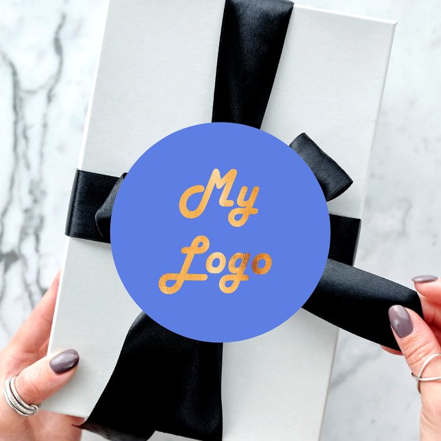 Adesivo Redondo Imagem de logotipo personalizado azul real (Criador carregado)