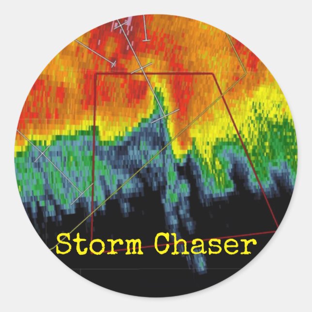 Adesivo Redondo Imagem de Radar de Chaser de Tempestade (Frente)