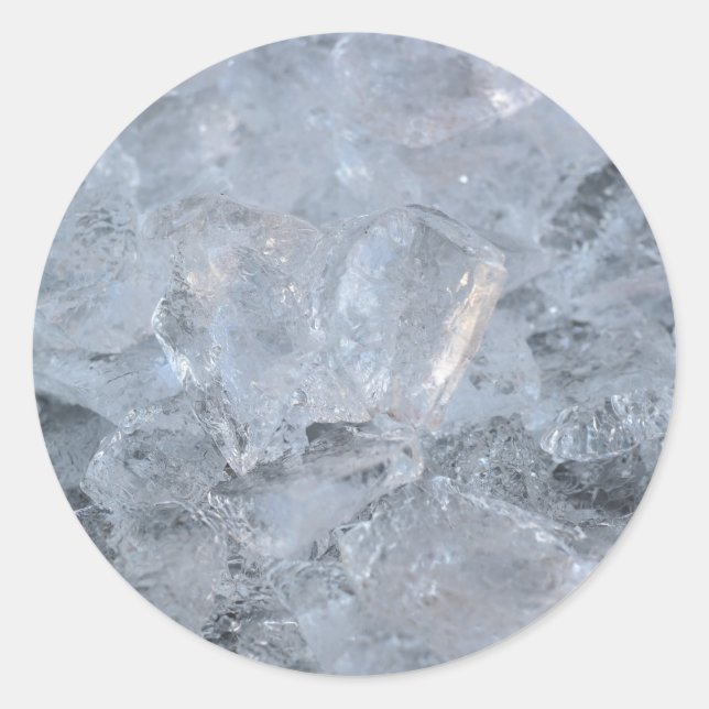 Adesivo Redondo Imagem de Textura do Cubo de Gelo de resfriamento (Frente)