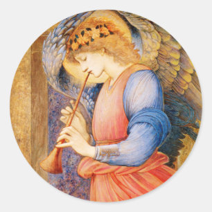 Adesivo Redondo Imagem do Anjo Natal tocando trompete