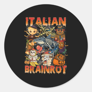 Adesivo Redondo Imagem do Brainrot Italiano Halloween C