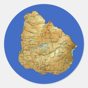 Adesivo Redondo Imagem do Mapa Uruguai