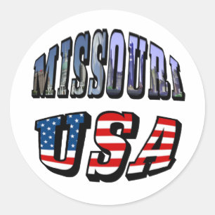 Adesivo Redondo Imagem do Missouri e texto dos EUA