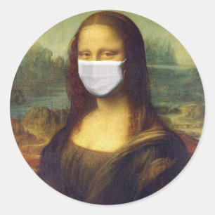 Adesivo Redondo Imagem elegante da Mona Lisa Covid 19