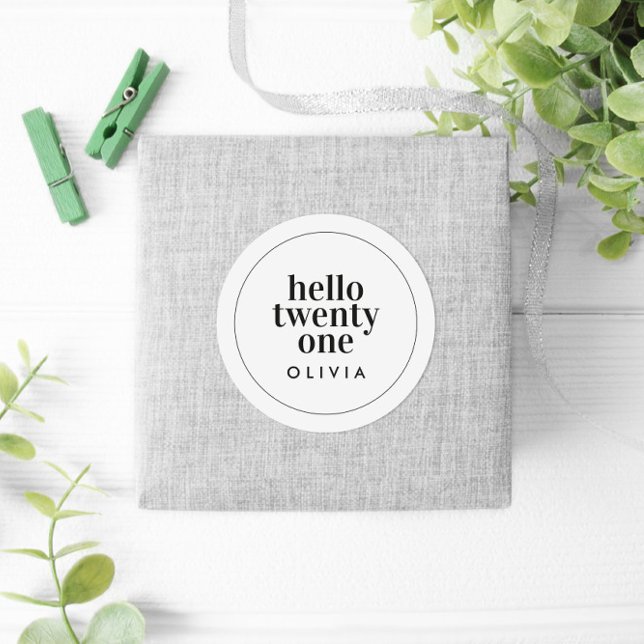 Adesivo Redondo Imagem em branco preto moderno 21 anos de fotograf (Criador carregado)