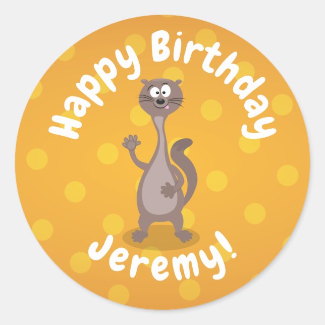 Adesivo Redondo Imagem engraçada de desenho animado (Frente)