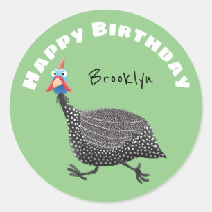 Adesivo Redondo Imagem engraçada de desenho animado de ave guineaf