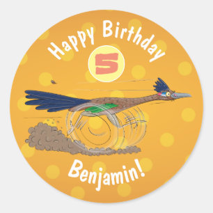 Adesivo Redondo Imagem engraçada de desenho animado de pássaros