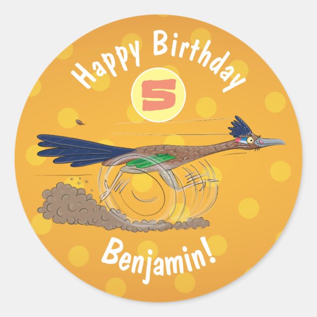 Adesivo Redondo Imagem engraçada de desenho animado de pássaros (Frente)