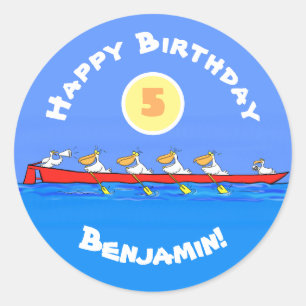 Adesivo Redondo Imagem engraçada de desenhos animados pelicanos