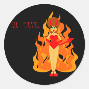 Adesivo Redondo Imagem feminino bonito do diabo