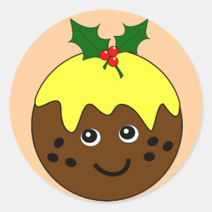 Adesivo Redondo Imagem inglesa bonito do pudim do Natal